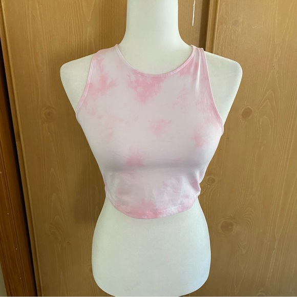 Talula • Pink Tie Dye Cropped Athletic Racerback Tank - Picture 2 of 11